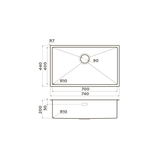 Мойка кухонная Omoikiri Taki 74-U/IF-IN сталь